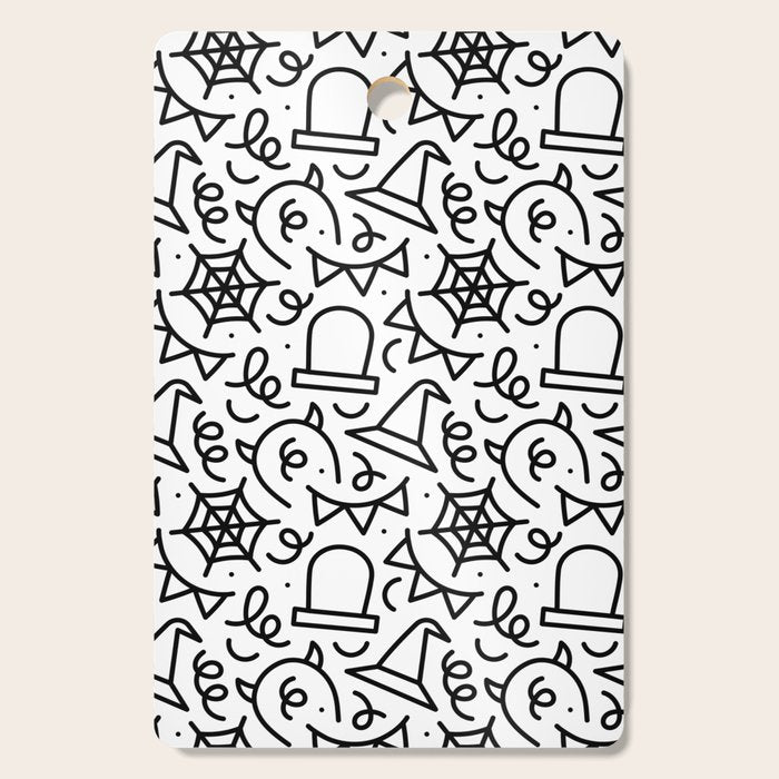 Fun halloween cartoon doodle art pattern Cutting Board Gallery Image 1