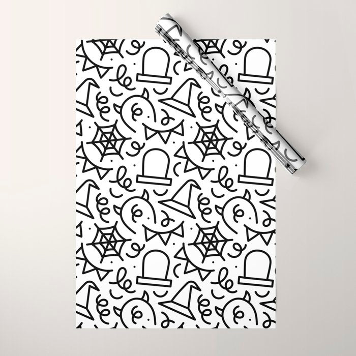 Fun halloween cartoon doodle art pattern Wrapping Paper Gallery Image 1