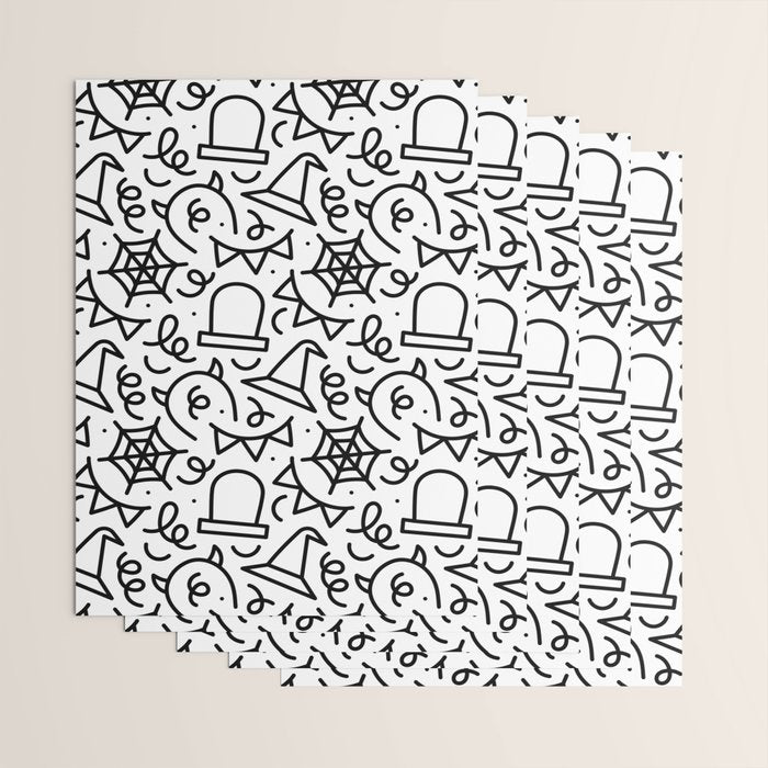 Fun halloween cartoon doodle art pattern Wrapping Paper Gallery Image 3