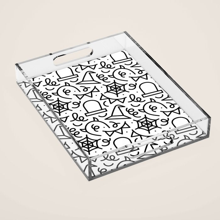 Fun halloween cartoon doodle art pattern Acrylic Tray Gallery Image 1