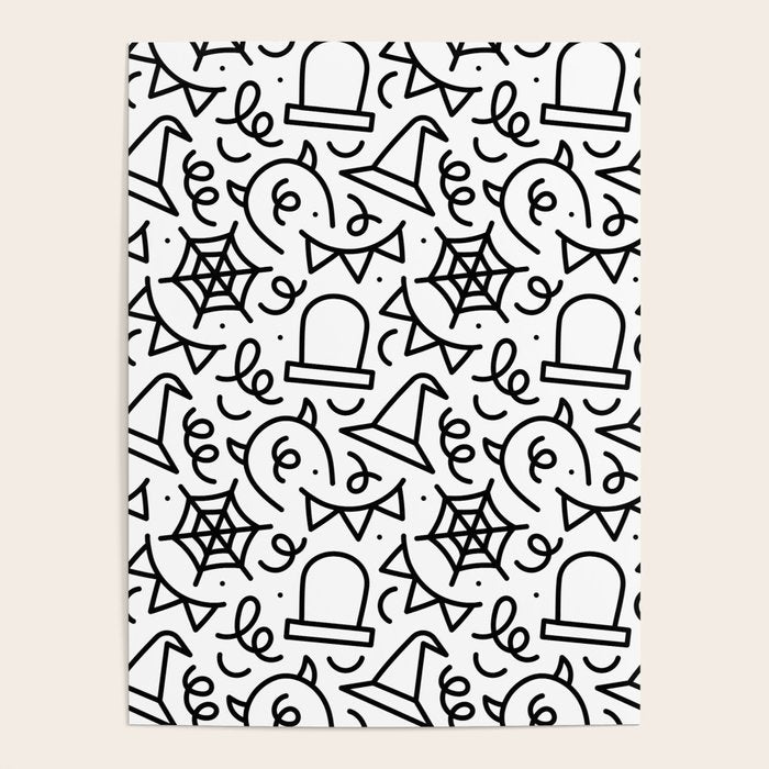 Fun halloween cartoon doodle art pattern Poster Gallery Image 4