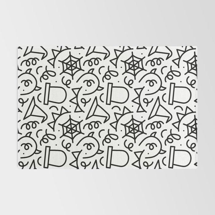Fun halloween cartoon doodle art pattern Rug Gallery Image 2