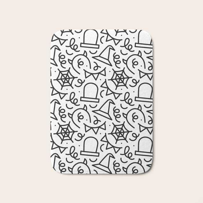 Fun halloween cartoon doodle art pattern Bath Mat Gallery Image 1