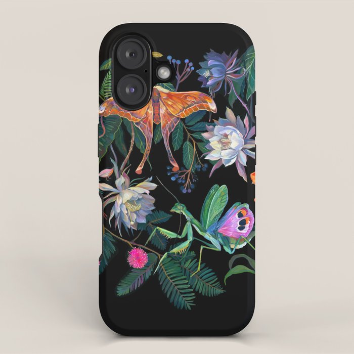 Mantis and Moth Cactus Flower iPhone Case Gallery Image 1