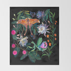 Mantis and Moth Cactus Flower Throw Blanket Gallery Image 2