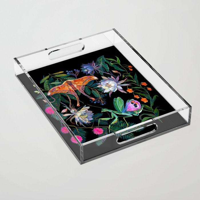 Mantis and Moth Cactus Flower Acrylic Tray Gallery Image 1