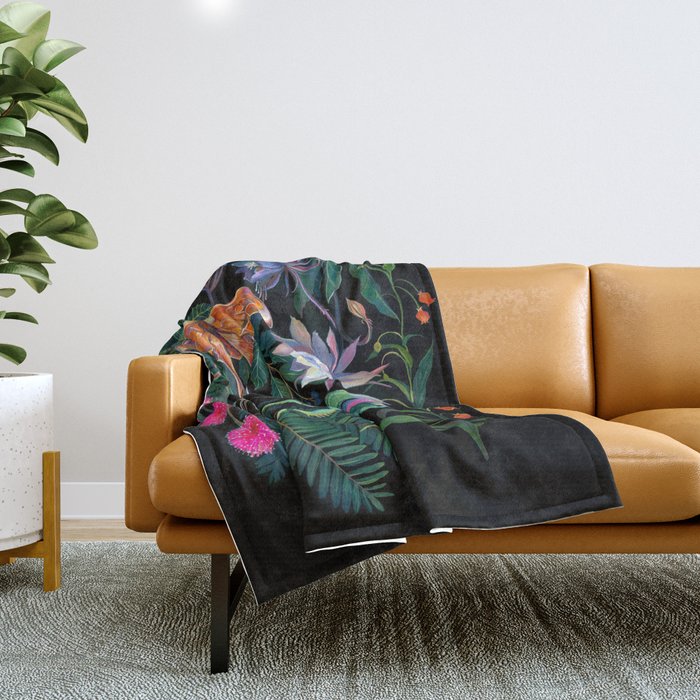 Mantis and Moth Cactus Flower Throw Blanket Gallery Image 1