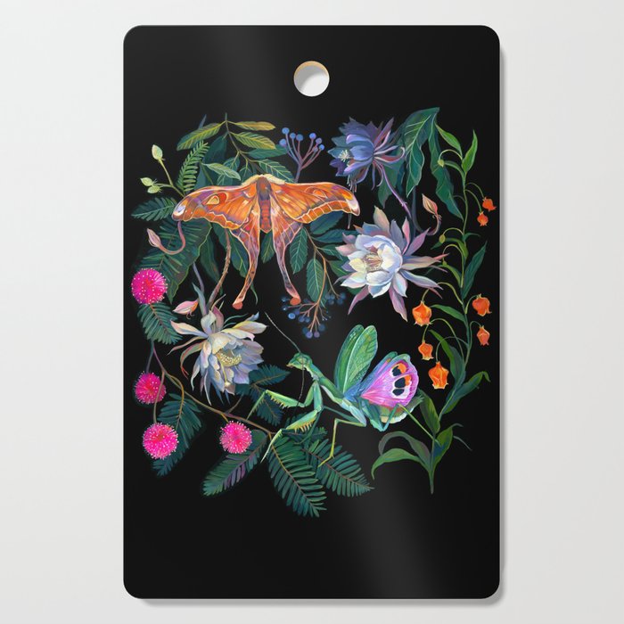 Mantis and Moth Cactus Flower Cutting Board Gallery Image 1