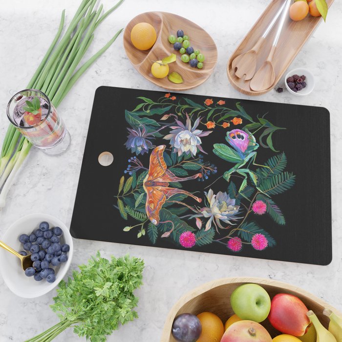 Mantis and Moth Cactus Flower Cutting Board Gallery Image 2