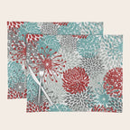 Festive, Flowers in Red, Teal and Gray Placemat Gallery Image 1