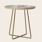 Festive, Flowers in Red, Teal and Gray Side Table Gallery Image 1