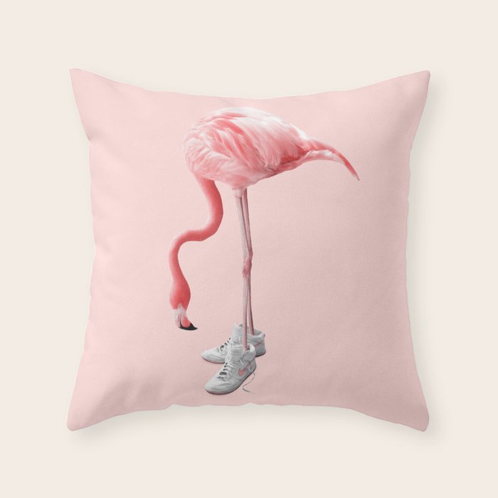 SNEAKER FLAMINGO Throw Pillow Gallery Image 1