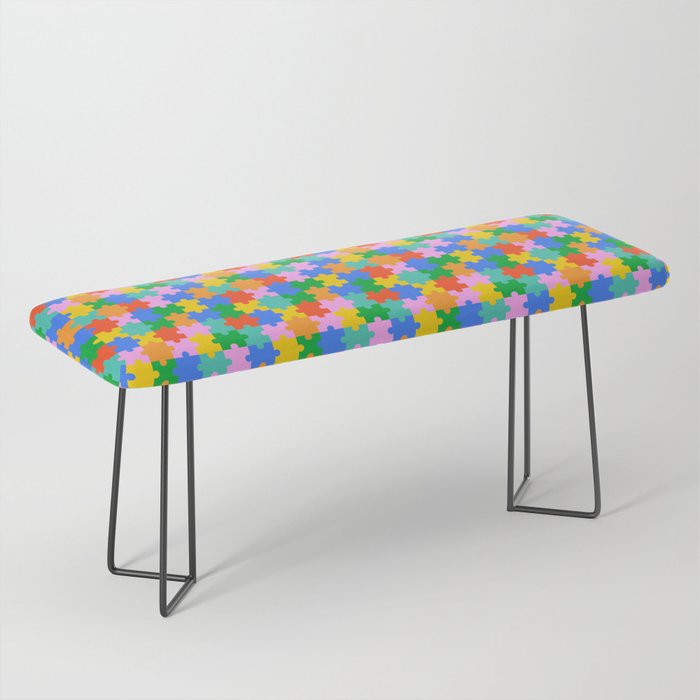 Fun colorful puzzle piece shape pattern Bench Gallery Image 1