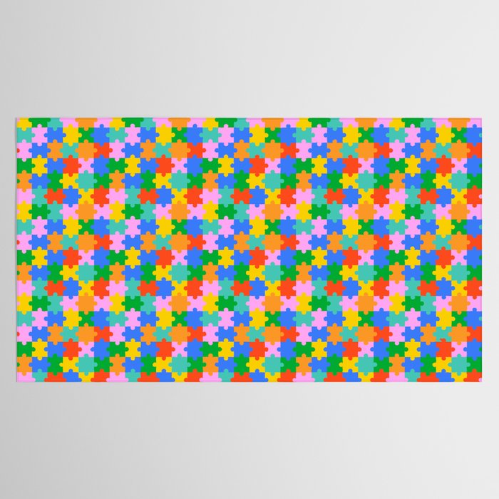Fun colorful puzzle piece shape pattern Tablecloth Gallery Image 2