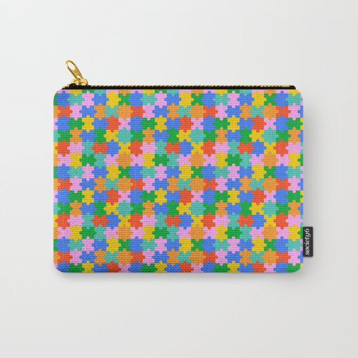 Fun colorful puzzle piece shape pattern Carry All Pouch Gallery Image 1