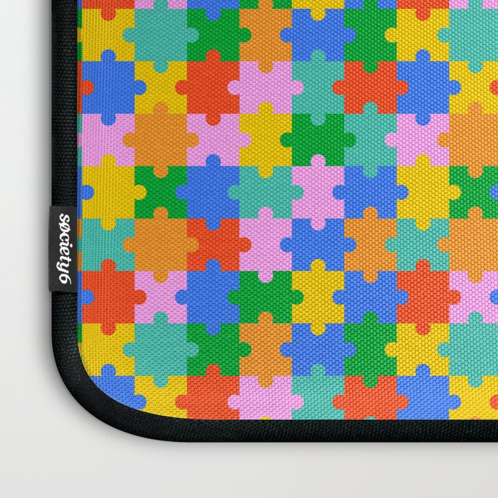Fun colorful puzzle piece shape pattern Laptop Sleeve Gallery Image 3