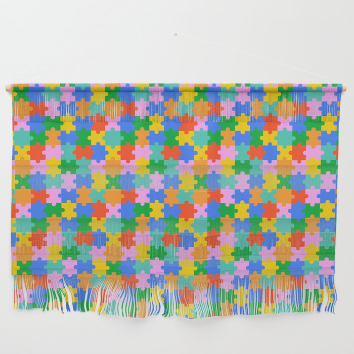 Fun colorful puzzle piece shape pattern Wall Hanging Gallery Image 1