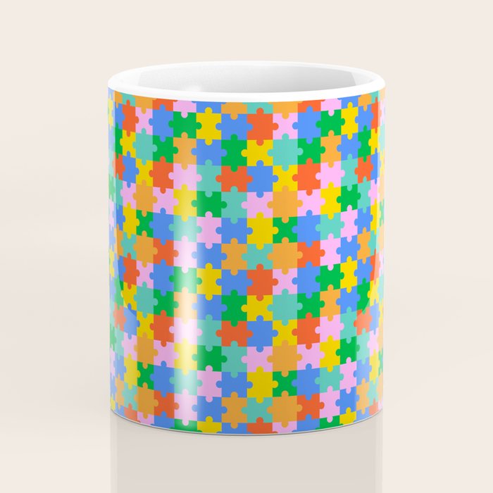 Fun colorful puzzle piece shape pattern Coffee Mug Gallery Image 4