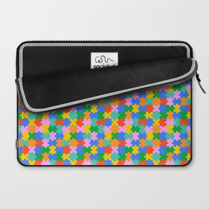 Fun colorful puzzle piece shape pattern Laptop Sleeve Gallery Image 2