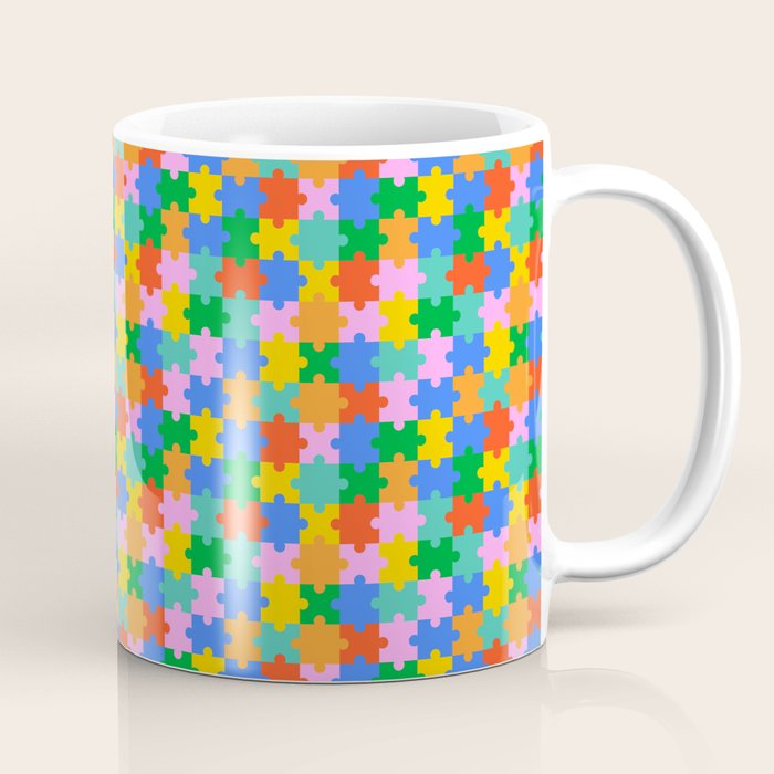 Fun colorful puzzle piece shape pattern Coffee Mug Gallery Image 1