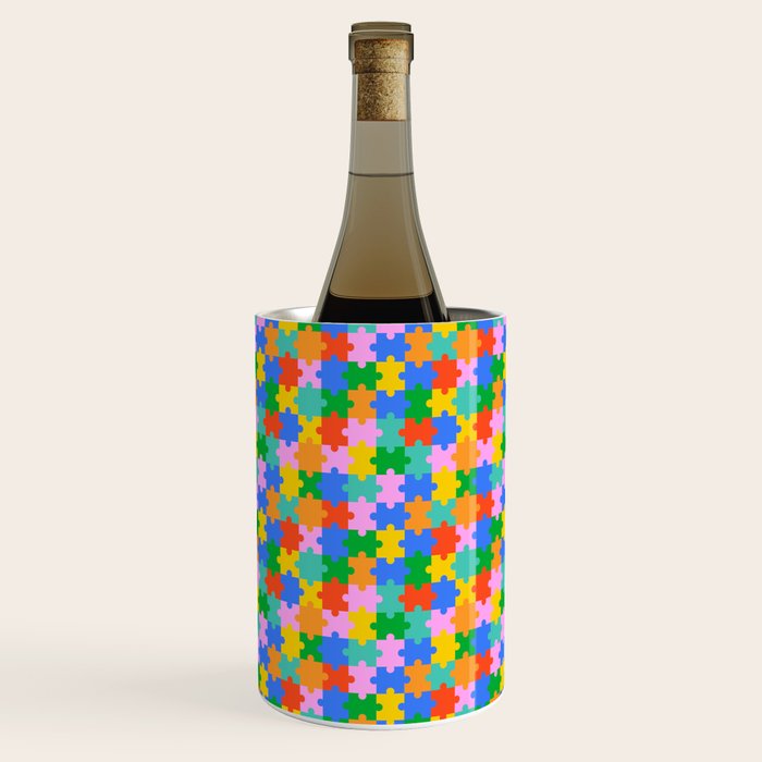Fun colorful puzzle piece shape pattern Wine Chiller Gallery Image 2