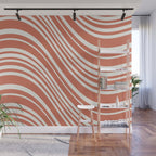Wavy Stripes XLVII - Brick Red Wall Mural Gallery Image 1