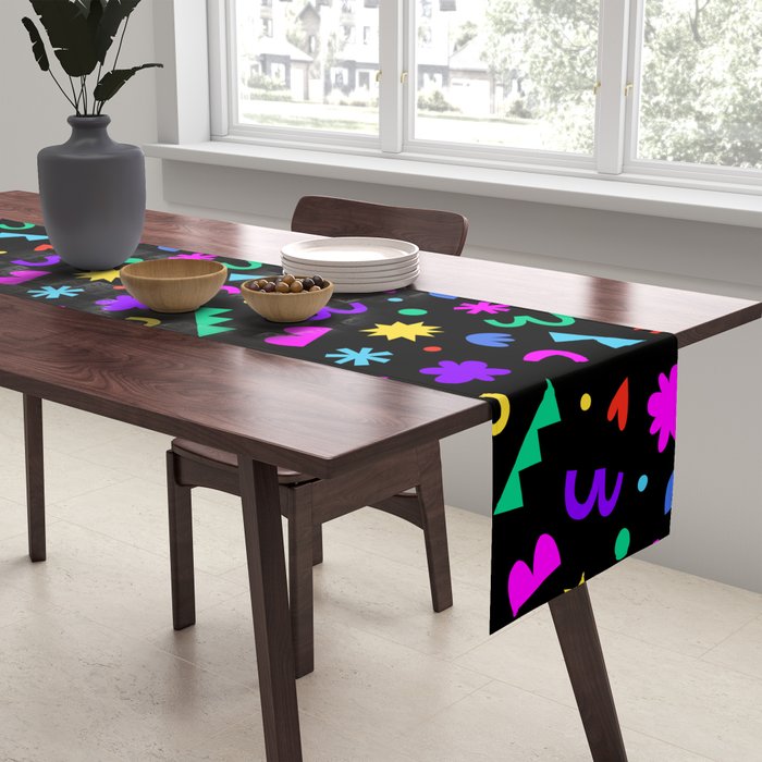 Fun colorful abstract organic shape art pattern Table Runner Gallery Image 2
