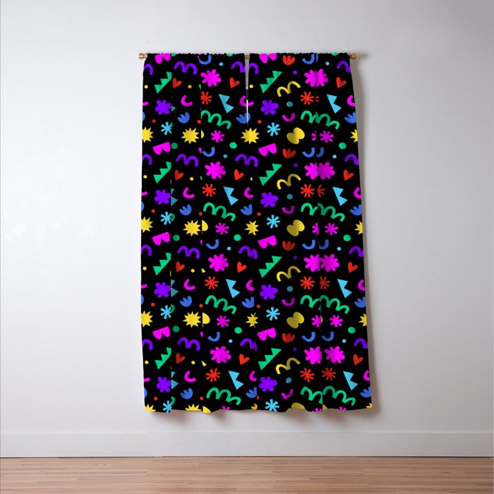 Fun colorful abstract organic shape art pattern Window Curtain Gallery Image 3