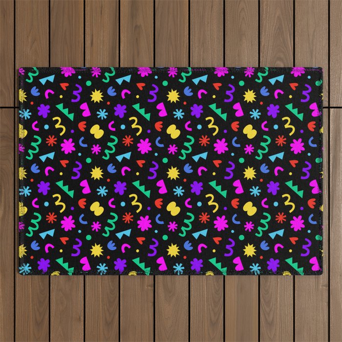 Fun colorful abstract organic shape art pattern Outdoor Rug Gallery Image 1