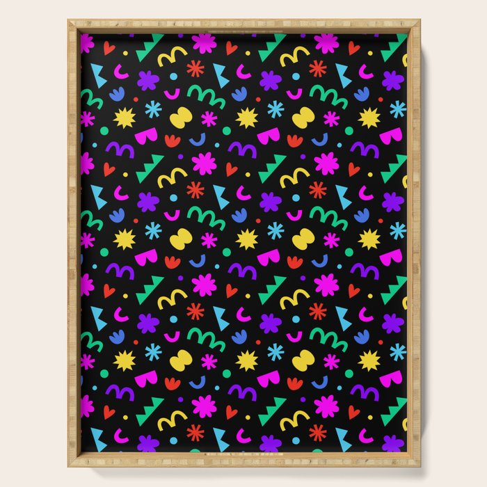 Fun colorful abstract organic shape art pattern Serving Tray Gallery Image 1