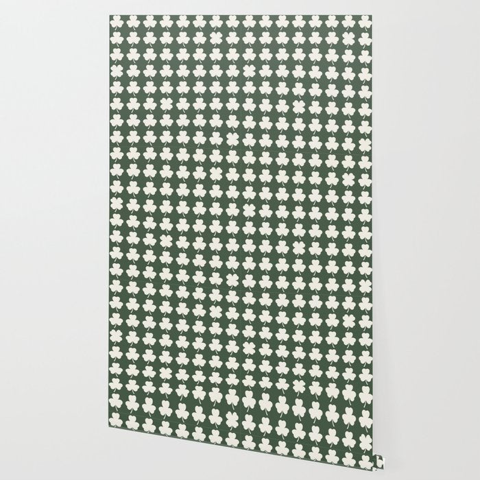 Clovers XXXIX Dark Green Botanical Pattern Wallpaper Gallery Image 2