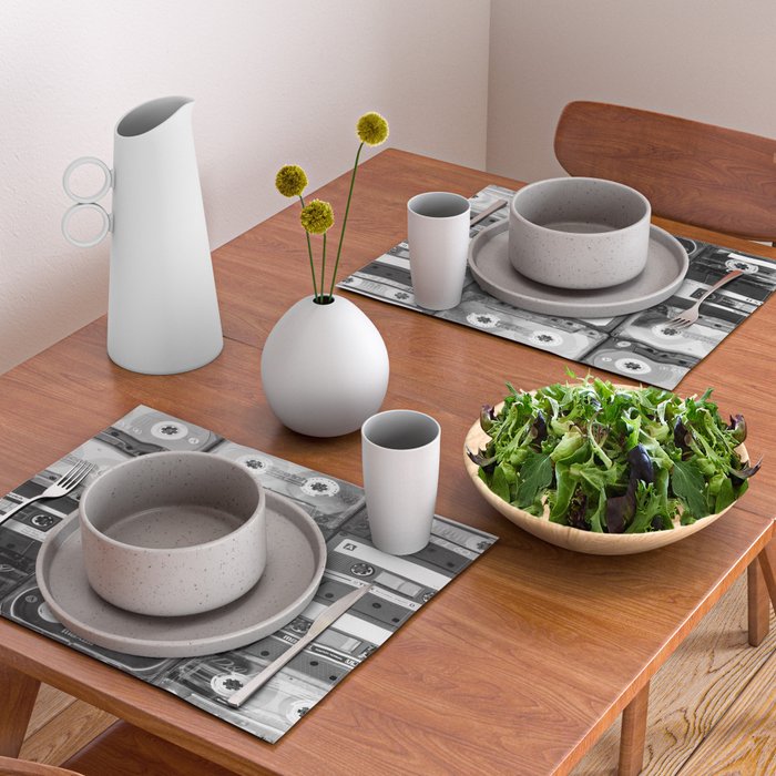 Something Nostalgic - black and white #decor #society6 #buyart Placemat Gallery Image 2