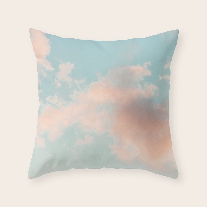 Cotton Candy Clouds - Nature Photography Art Print, Pastel Throw Pillow Gallery Image 1