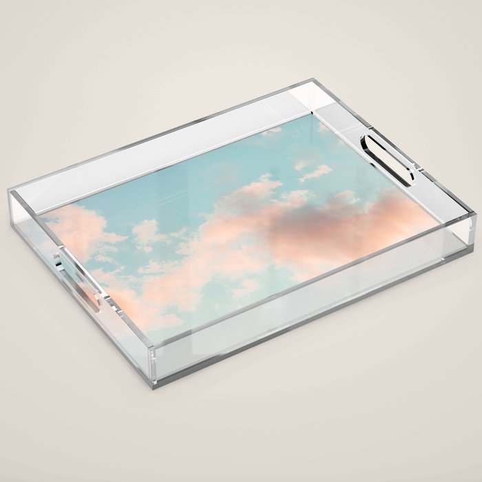 Cotton Candy Clouds - Nature Photography Art Print, Pastel Acrylic Tray Gallery Image 1