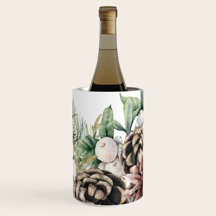 Christmas Cardinal and Pine Wine Chiller Gallery Image 1