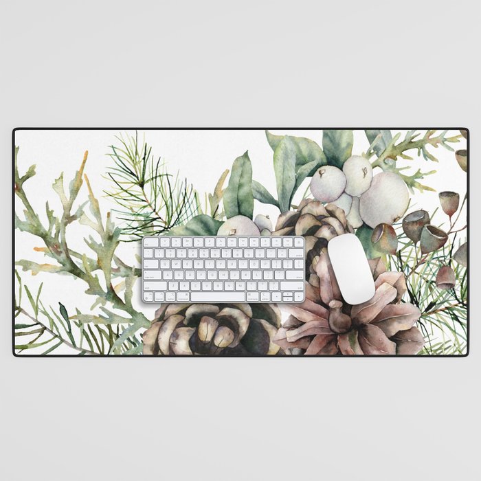 Christmas Cardinal and Pine Desk Mat Gallery Image 1