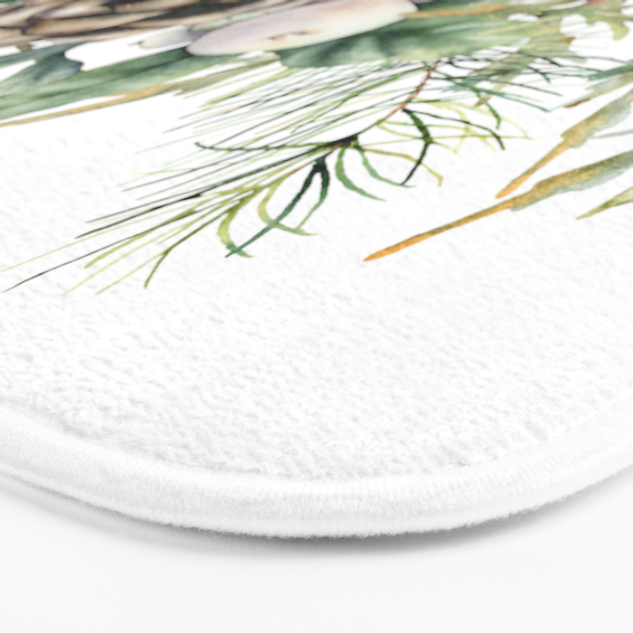 Christmas Cardinal and Pine Bath Mat Gallery Image 3