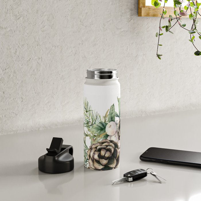 Christmas Cardinal and Pine Water Bottle Gallery Image 4