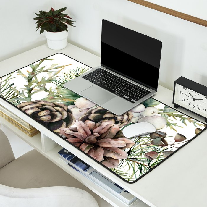 Christmas Cardinal and Pine Desk Mat Gallery Image 2