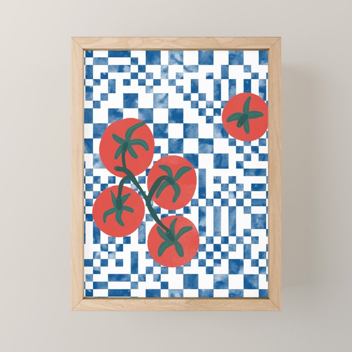 Tomatoes Checkered Grid Mini Art Print Gallery Image 1