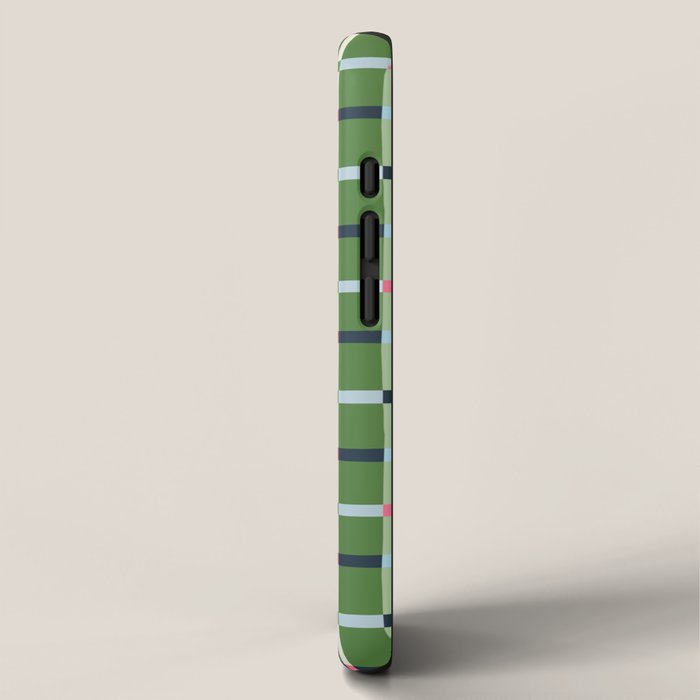 Windowpane Plaid Blue Pink on Green iPhone Case Gallery Image 2