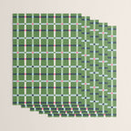 Windowpane Plaid Blue Pink on Green Wrapping Paper Gallery Image 3