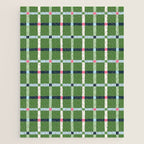 Windowpane Plaid Blue Pink on Green Jigsaw Puzzle Gallery Image 1