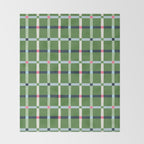 Windowpane Plaid Blue Pink on Green Throw Blanket Gallery Image 2