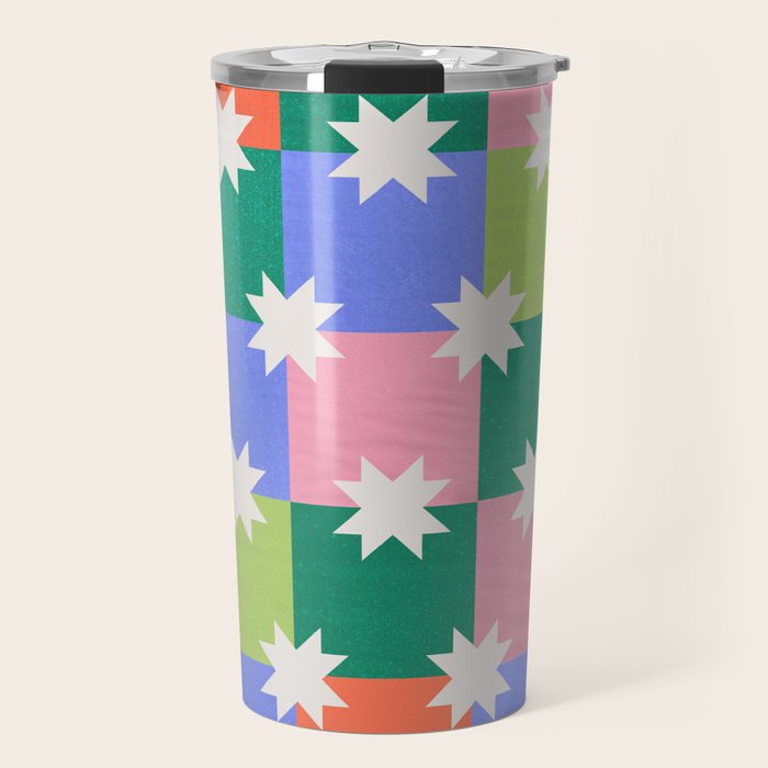 Checkered holiday pattern with stars Travel Mug Gallery Image 1