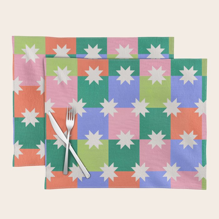 Checkered holiday pattern with stars Placemat Gallery Image 1