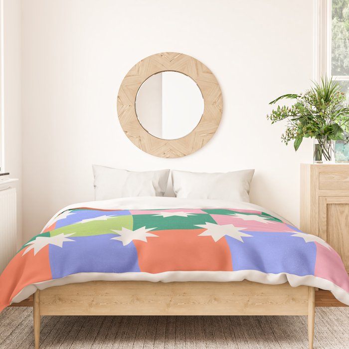 Checkered holiday pattern with stars Duvet Cover Gallery Image 3