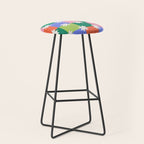 Checkered holiday pattern with stars Stool Gallery Image 1