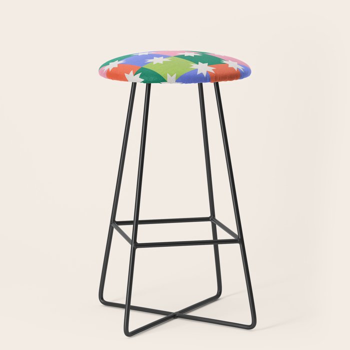 Checkered holiday pattern with stars Stool Gallery Image 1