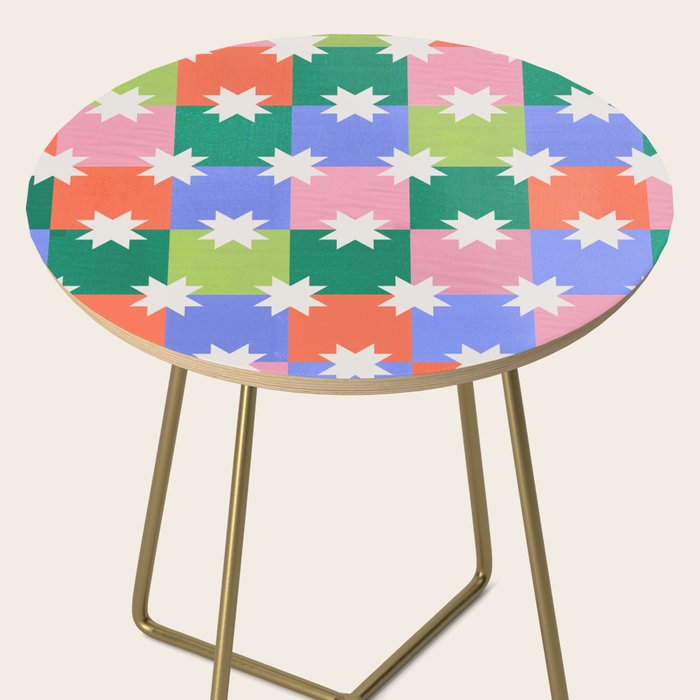 Checkered holiday pattern with stars Side Table Gallery Image 2